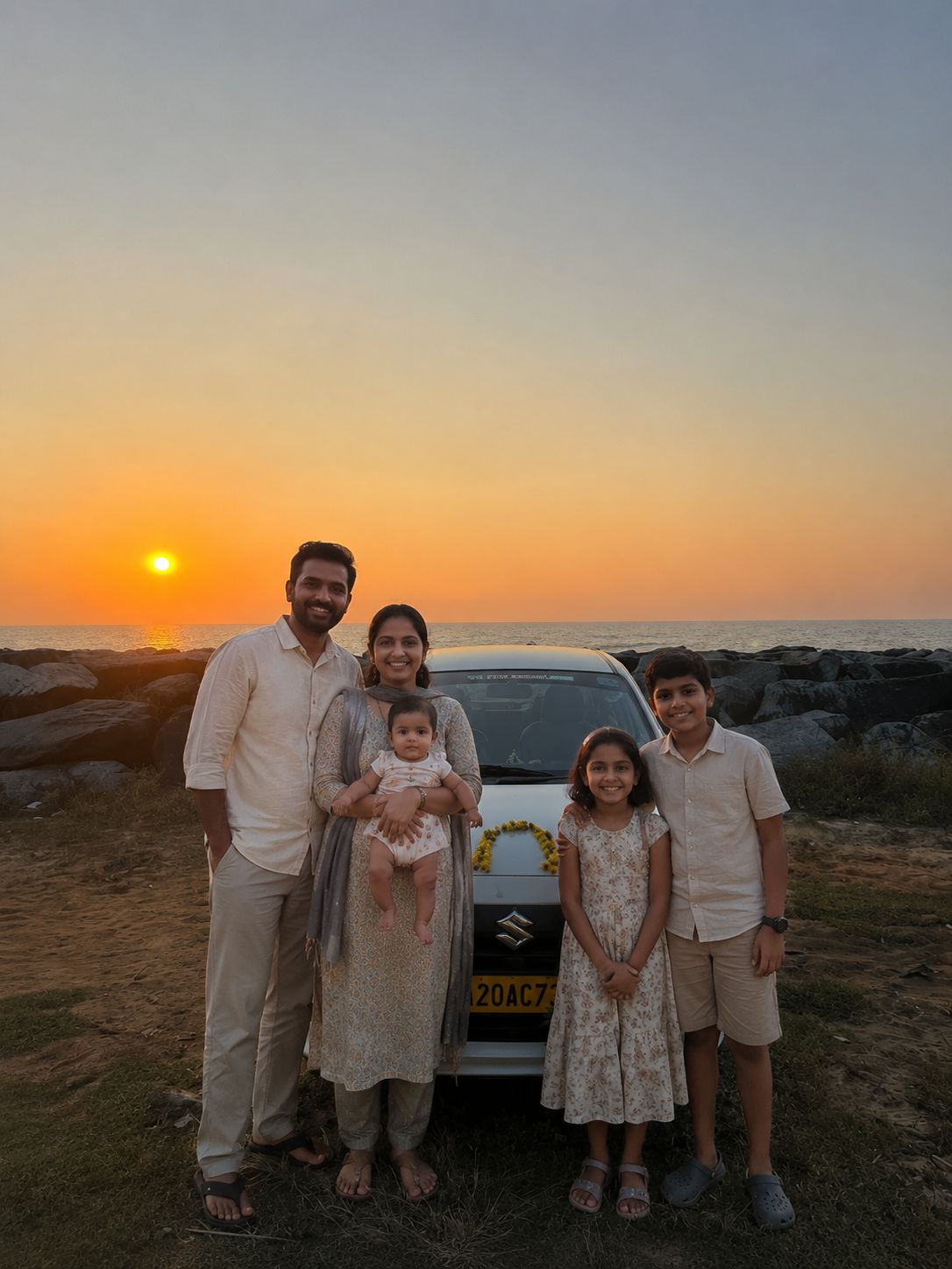Sunset Ride near Beach with Swift Dzire Sedan